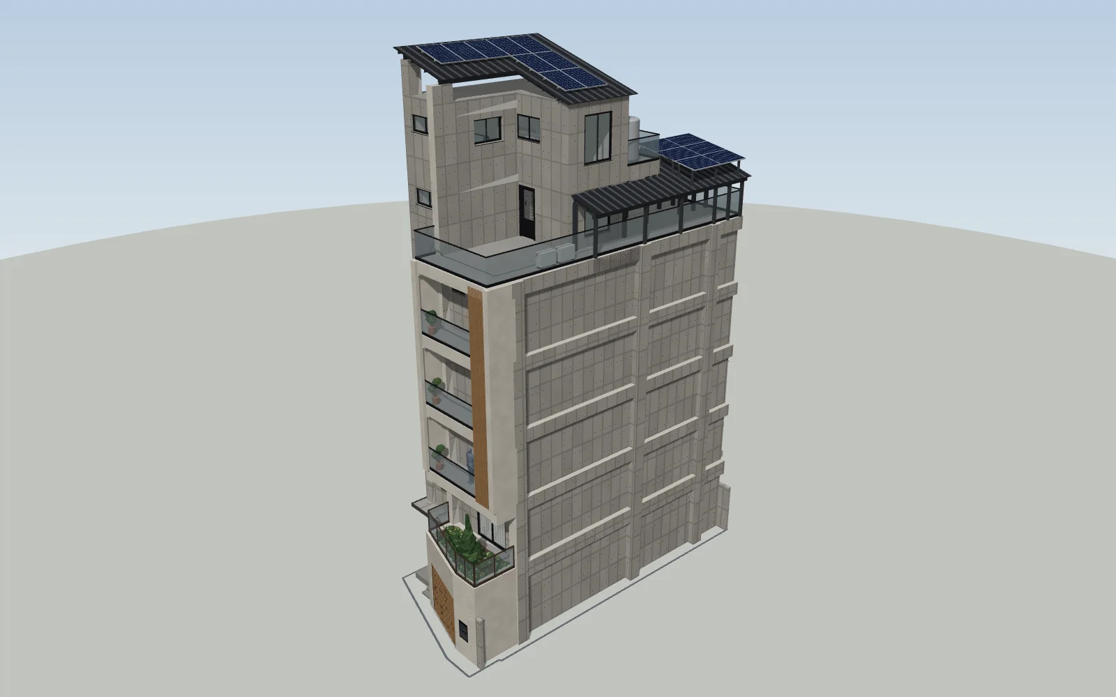 The townhouse BIM model from its default view