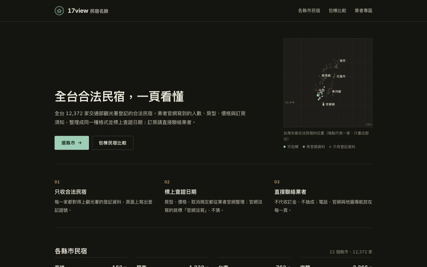 17view 民宿名錄首頁