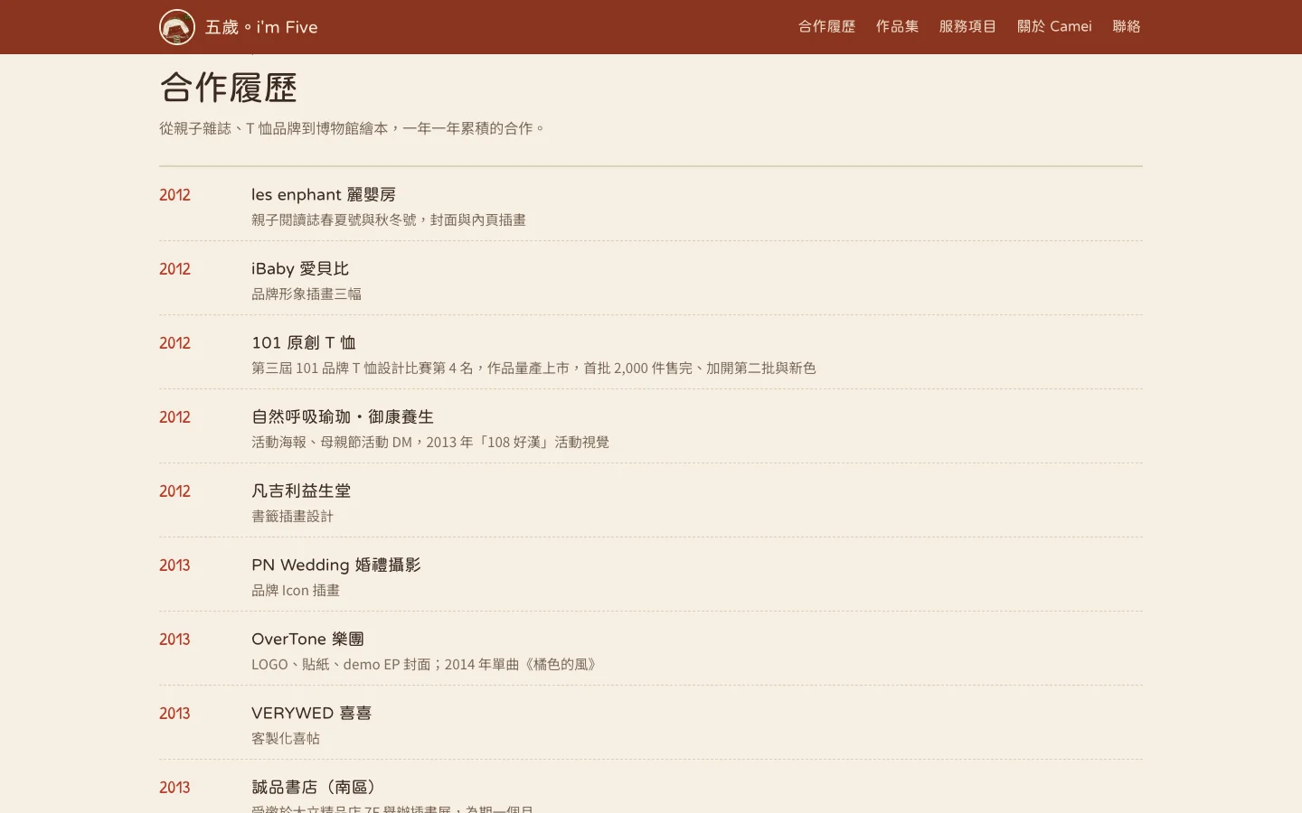 五歲。i'm Five 網站的數字與合作履歷